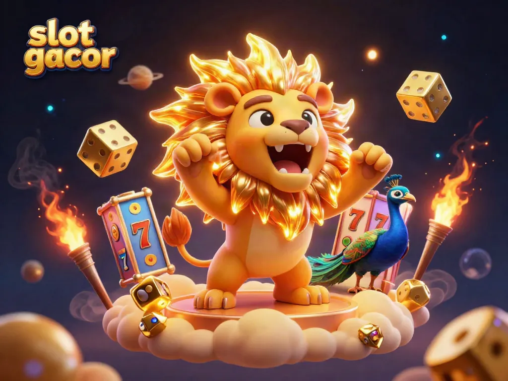 Engage with exciting slot gacor action in a vibrant 3D illustration loaded with gaming elements.