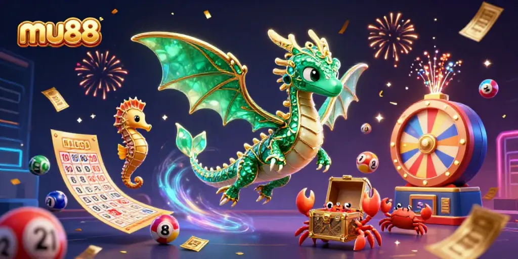 Join the excitement of gaming at MU88 with exhilarating lottery elements and vibrant characters.