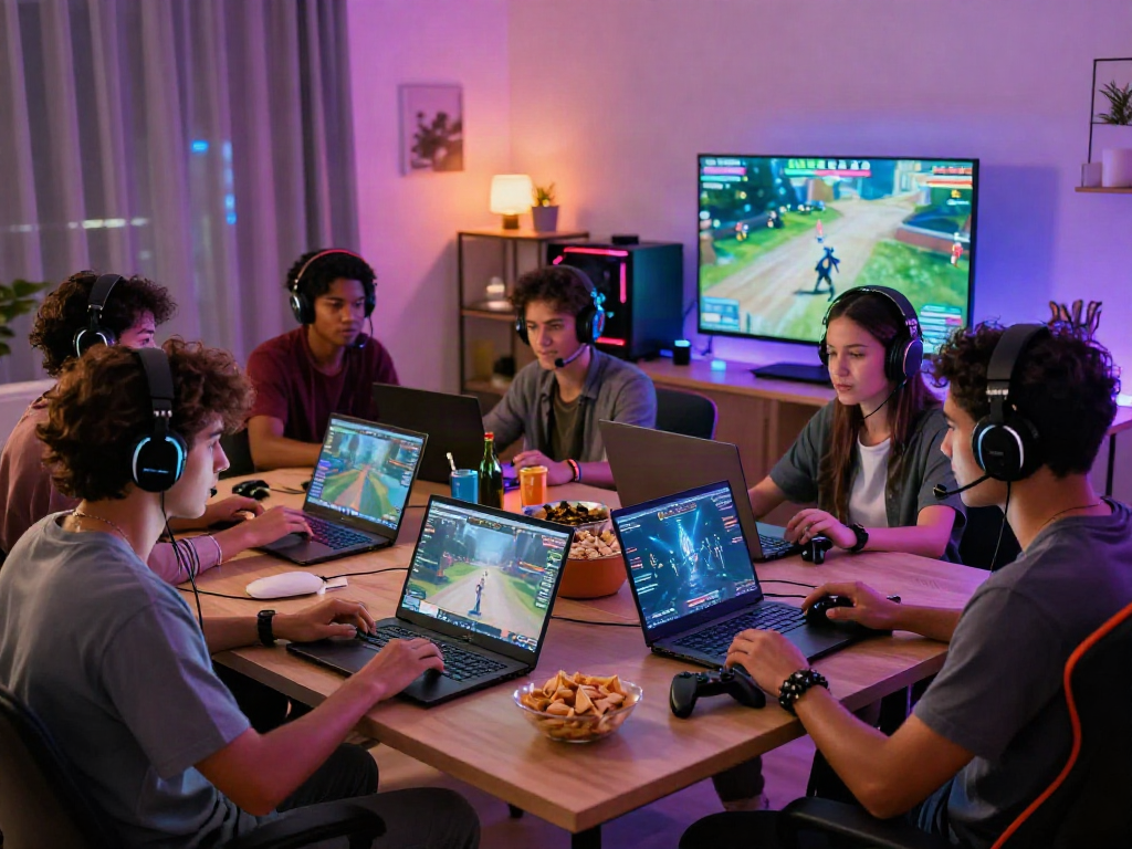 Pengalaman gaming mewah luxury111 dengan teman-teman, setup gaming modern, suasana kasual dan mengasyikkan.