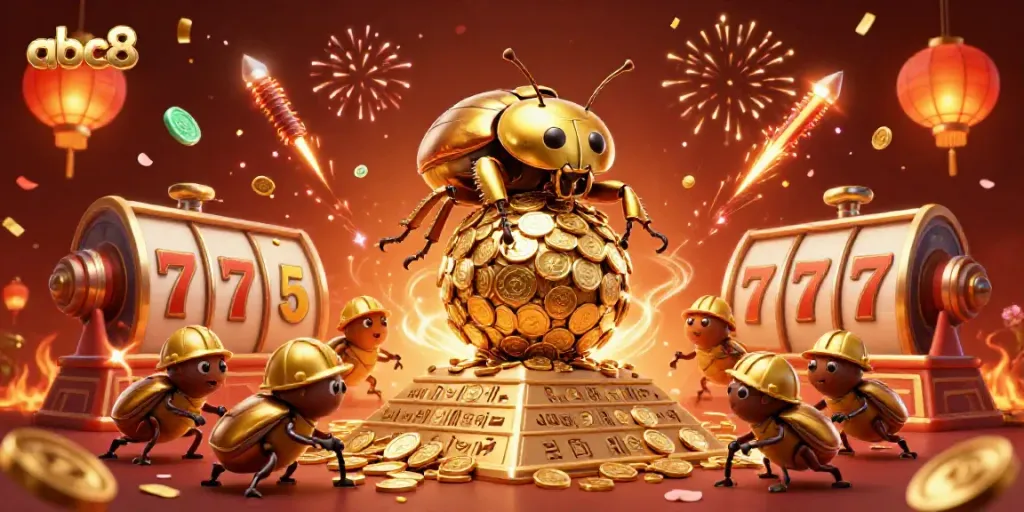 Experience the excitement of abc8 with golden beetles in a vibrant casino world.