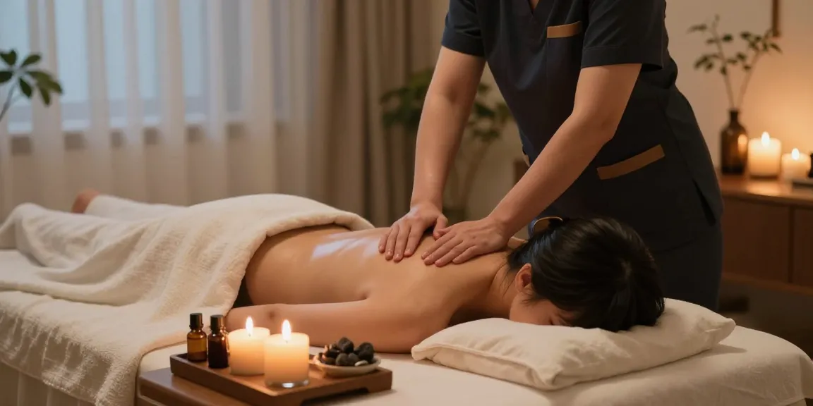 Relaxing 부천출장안마 session in a serene home spa environment with massage therapist.