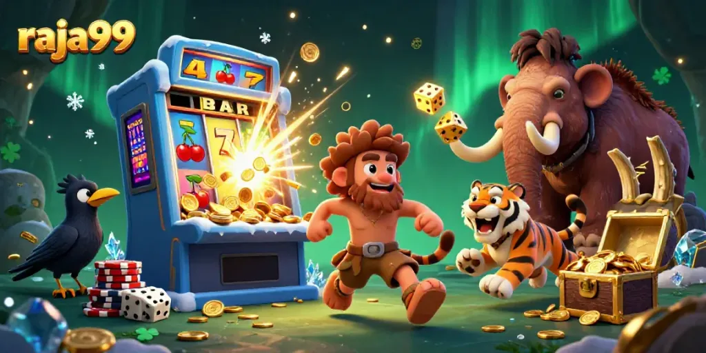 Engage with raja99 at a vibrant prehistoric casino featuring exciting games and dynamic characters.