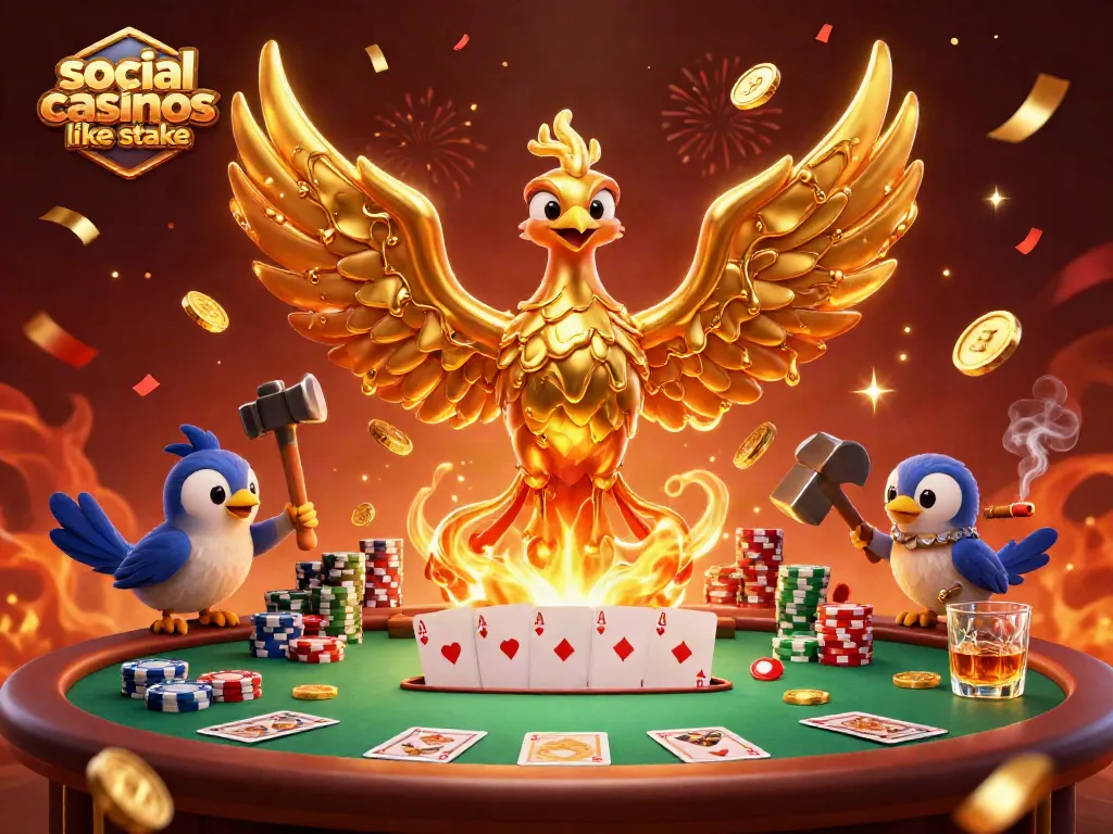Play thrilling games at social casinos like stake with golden phoenix and poker elements