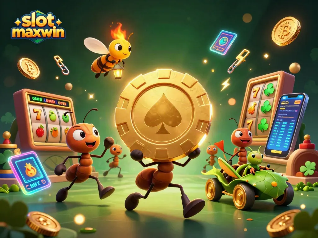 Experience big wins with slot maxwin in a thrilling heist scene featuring ants and crypto treasures