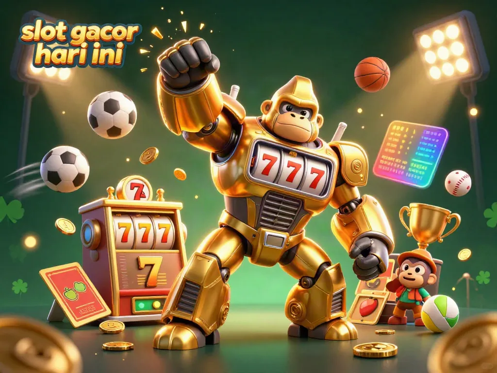 Activate winning strategies with slot gacor hari ini by playing vibrant, dynamic slot machines featuring a golden gorilla mech.