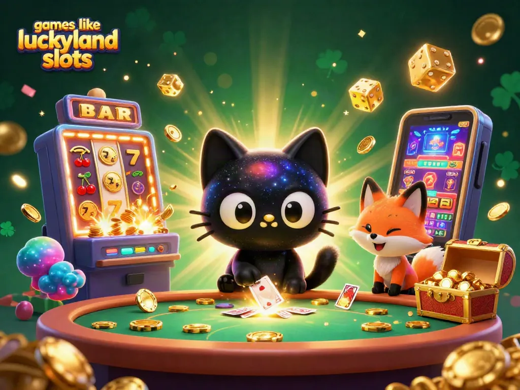 Engage in exciting gameplay with games like LuckyLand Slots featuring vibrant characters and a cosmic casino theme.