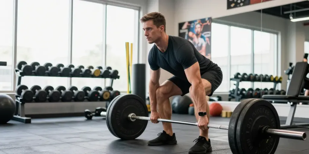 Man lifting weights in a gym, showcasing dedication to comprare steroidi muscoli in italia for muscle growth.