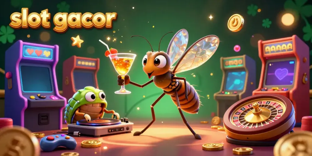 Experience the thrill of slot gacor with this vibrant casino illustration featuring unique characters and gaming elements.