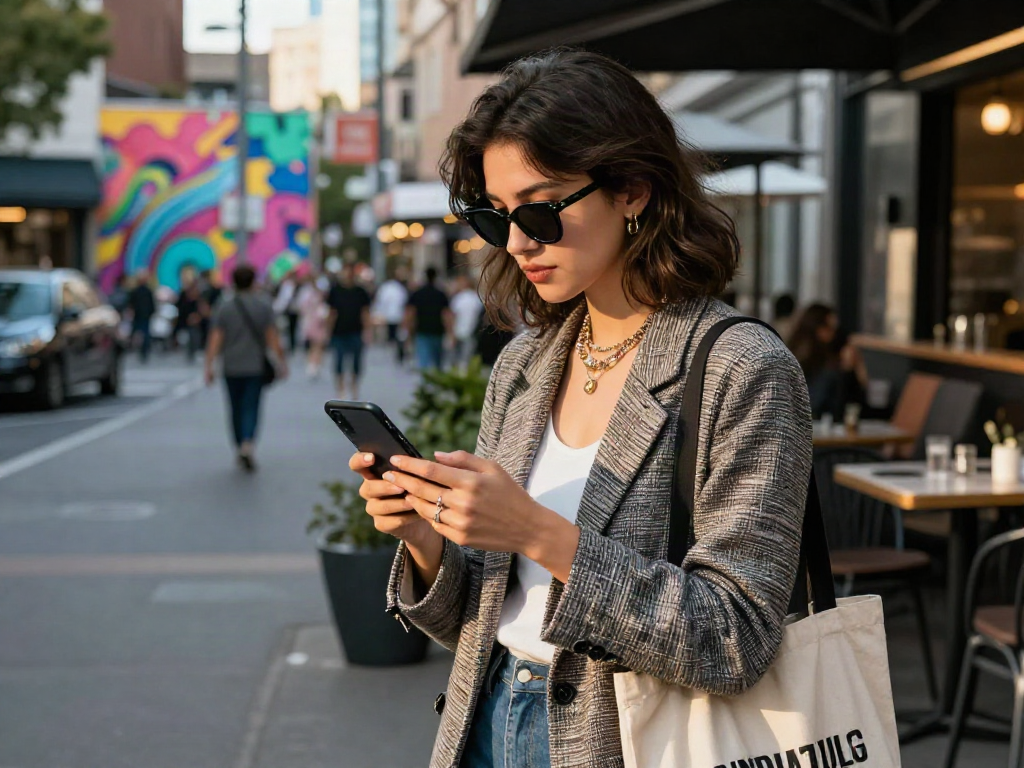 Fashionisk .com lifestyle scene featuring a stylish individual exploring fashion trends in an urban setting.