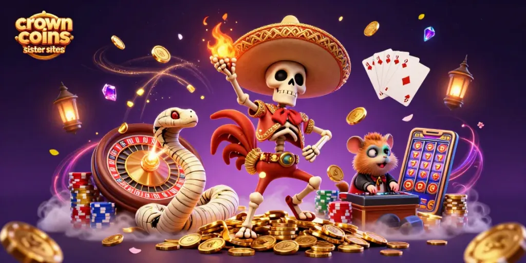 Experience the excitement of crown coins casino sister sites with dynamic casino characters celebrating wins.