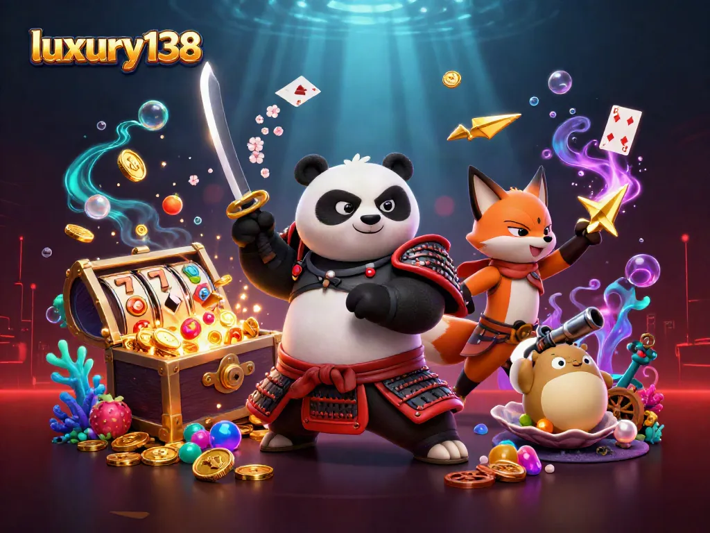 Experience thrilling gameplay and high jackpots with luxury138's vibrant casino scene featuring multiple game elements.
