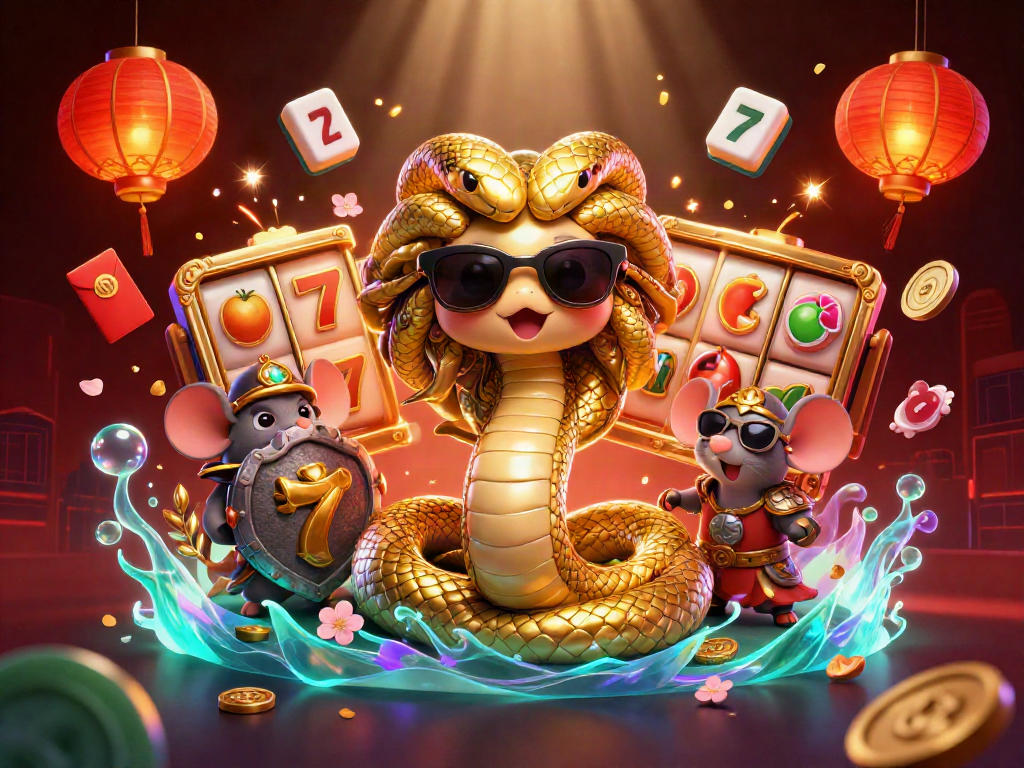 DABET showcases a vibrant 3D casino scene with Medusa and a warrior mouse amidst slots and celebratory elements.