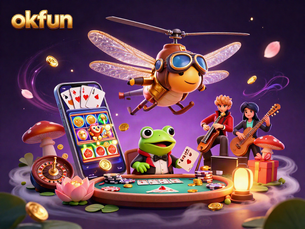 Engage with okfun's vibrant casino scene featuring dynamic characters and exciting gaming elements.