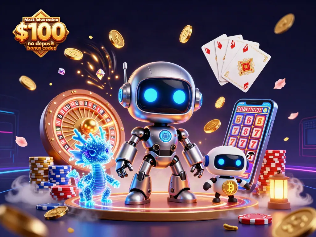 Play with black lotus casino $100 no deposit bonus codes surrounded by vibrant casino elements and characters.