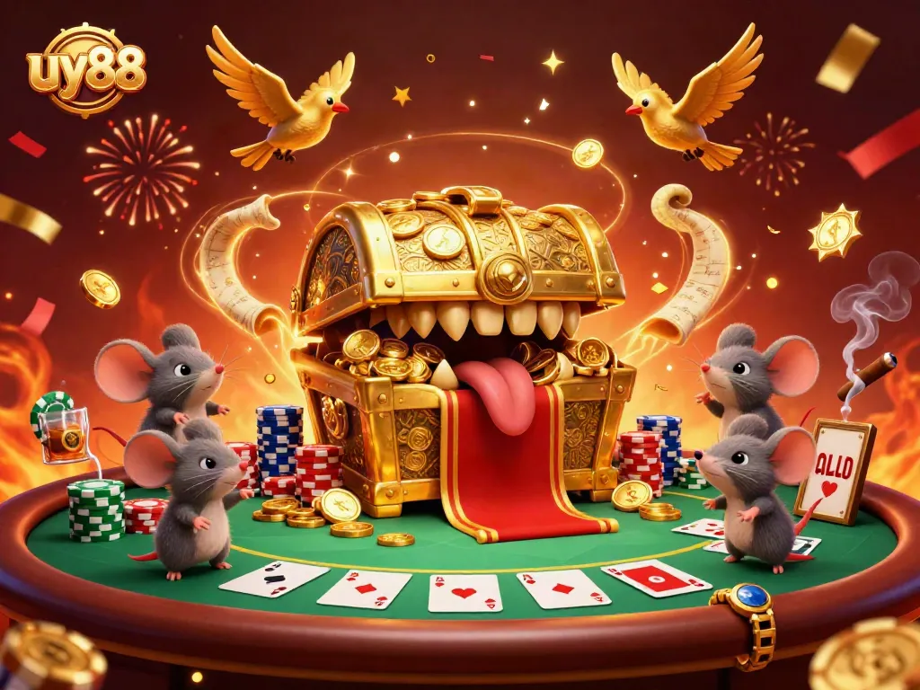 Experience excitement at uy88 with adventurous mice seeking riches at a lively casino.
