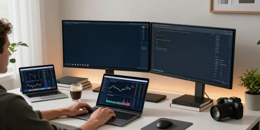 Real-time stock data API analytics displayed in a professional cryptocurrency trading environment with advanced tools and secure workflows.