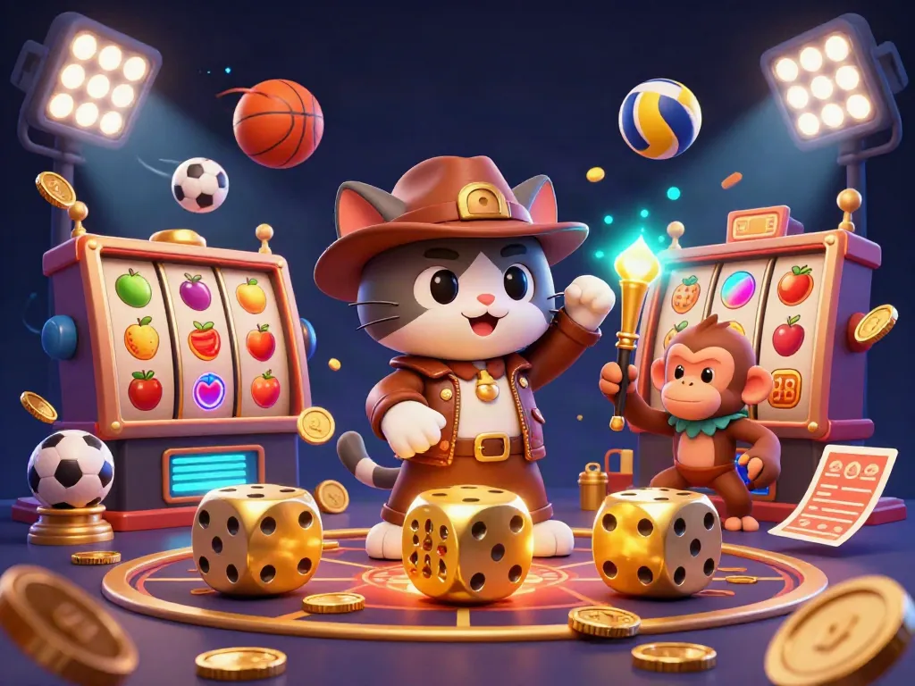 Engage with loket88's thrilling gaming experience featuring an explorer cat discovering golden casino artifacts.