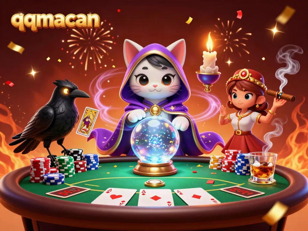 Engage with exhilarating gambling experiences at qqmacan, featuring vibrant poker elements and magical characters.