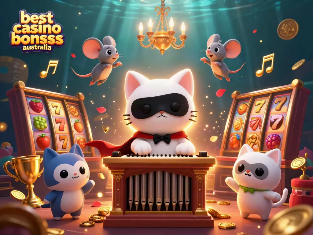 Capture the excitement of the best casino bonuses australia with vibrant slot reels and dynamic characters.