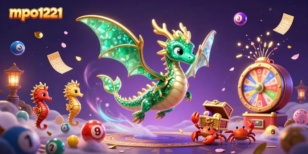 Experience the vivid allure of mpo1221 with dynamic lottery elements and magical characters in a colorful casino realm.