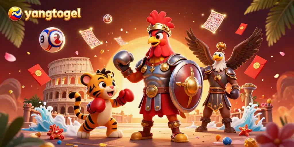 Engage with eyangtogel's vibrant lottery scene featuring characters from classic mythology and festive elements.