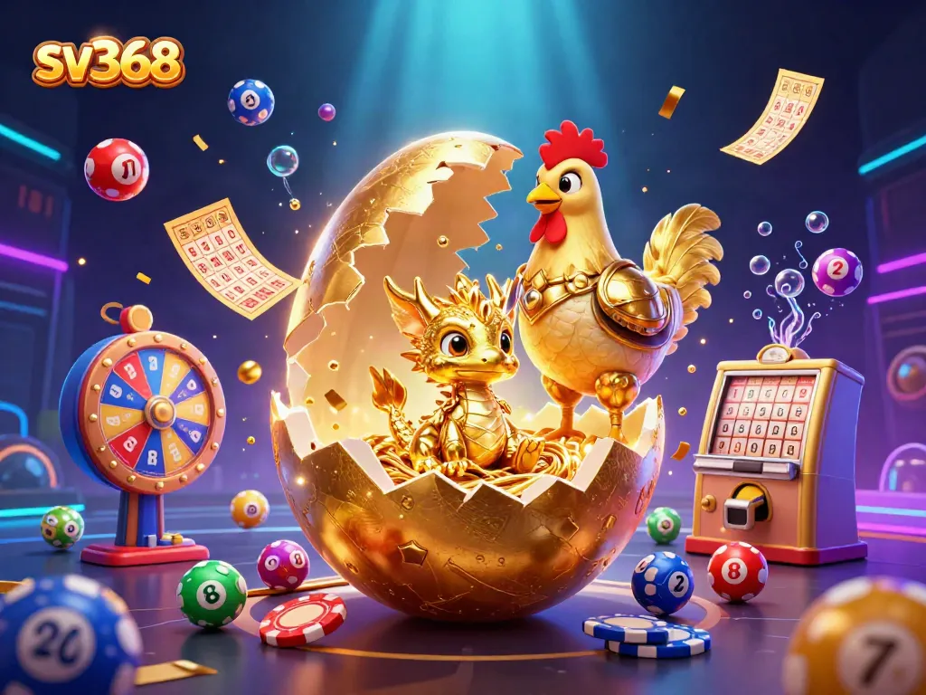 Experience thrilling gameplay at sv368 featuring golden elements, poker chips, and dynamic lottery elements.