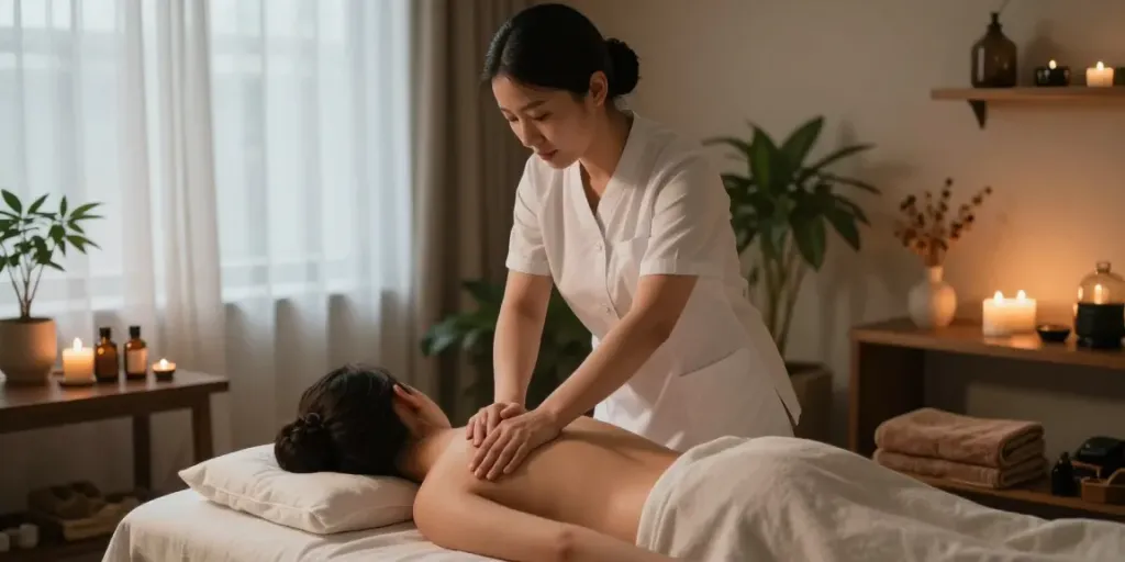 Experience 서울출장마안마 in a tranquil home setting with professional massage therapy.