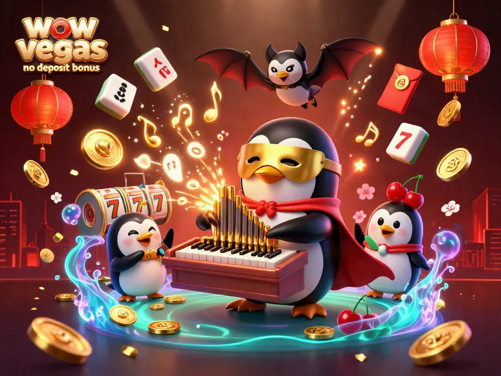 Experience the wow vegas no deposit bonus with a lively casino scene featuring colorful characters and elements.