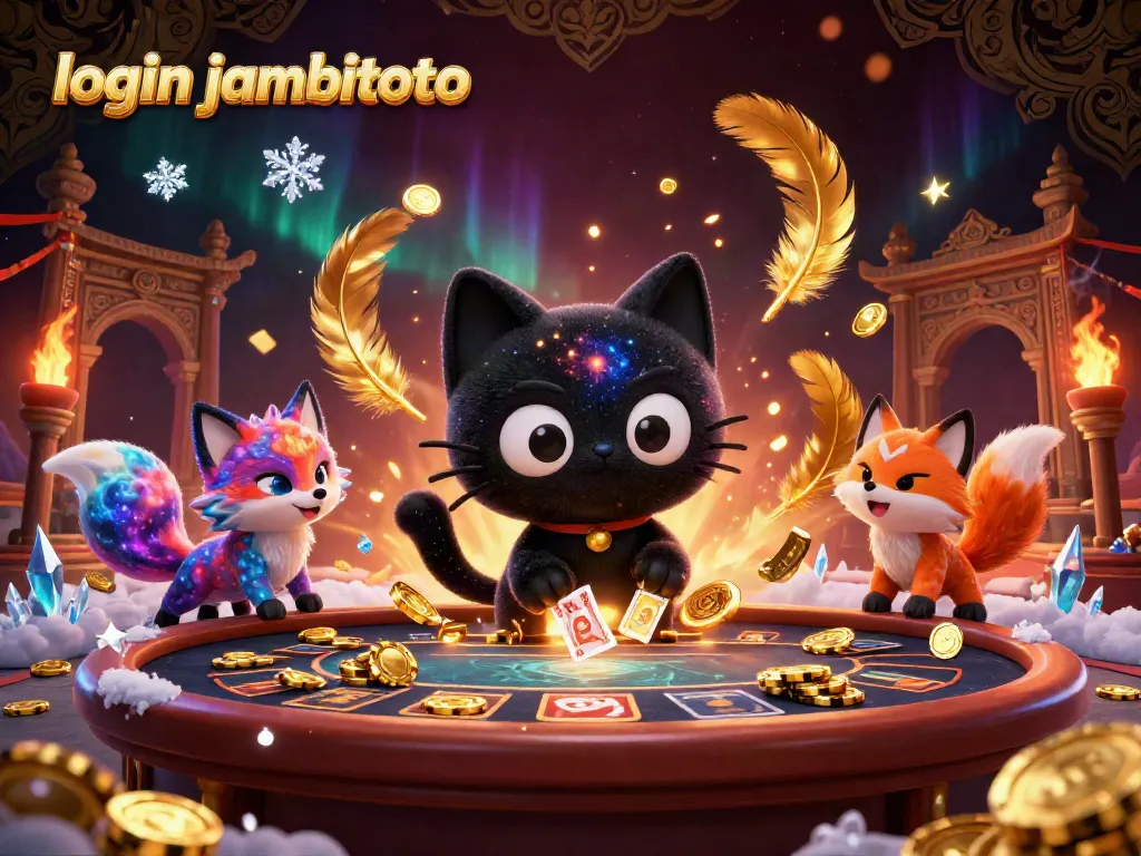 Experience the thrill of login jambitoto with a cosmic cat at a vibrant lottery table.