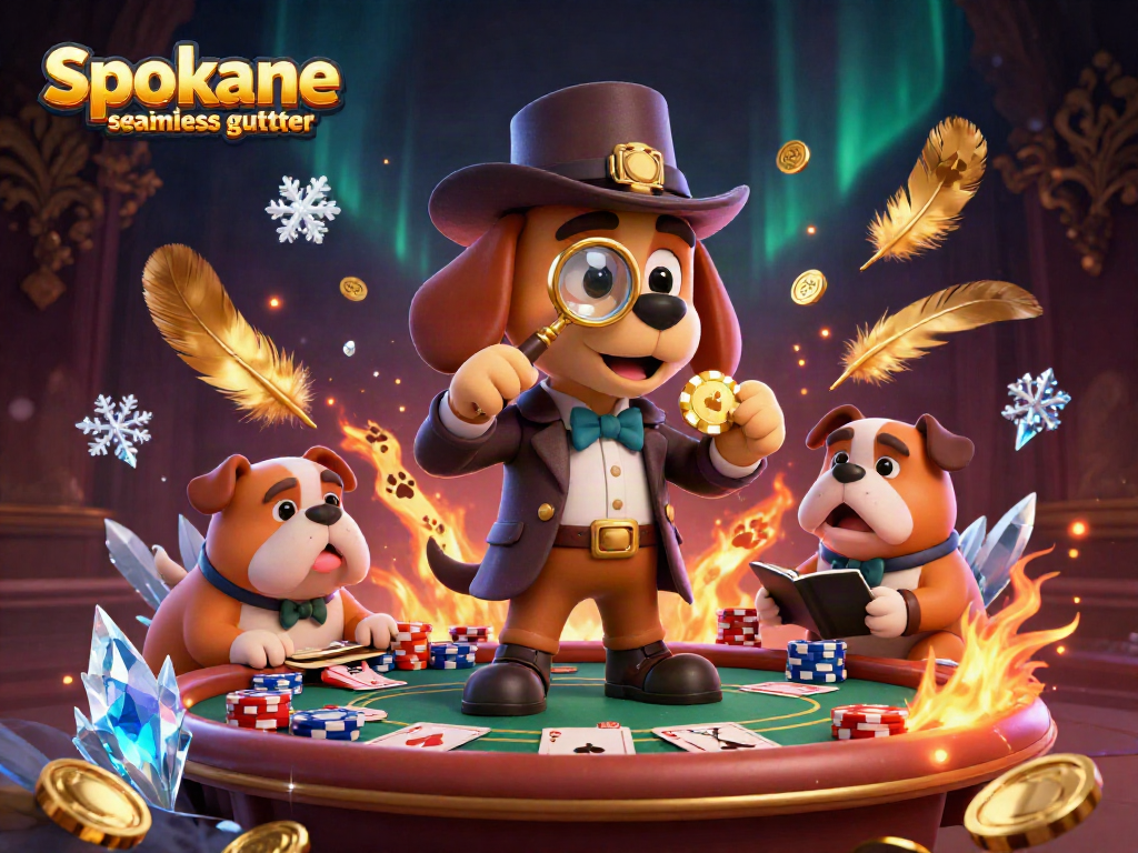 Engage in the excitement of Spokane seamless gutter action with playful characters and a vibrant gambling scene.