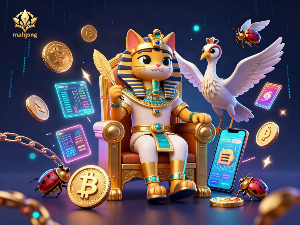 Experience mahjong strategy with an Egyptian-themed 3D illustration featuring vibrant casino elements.
