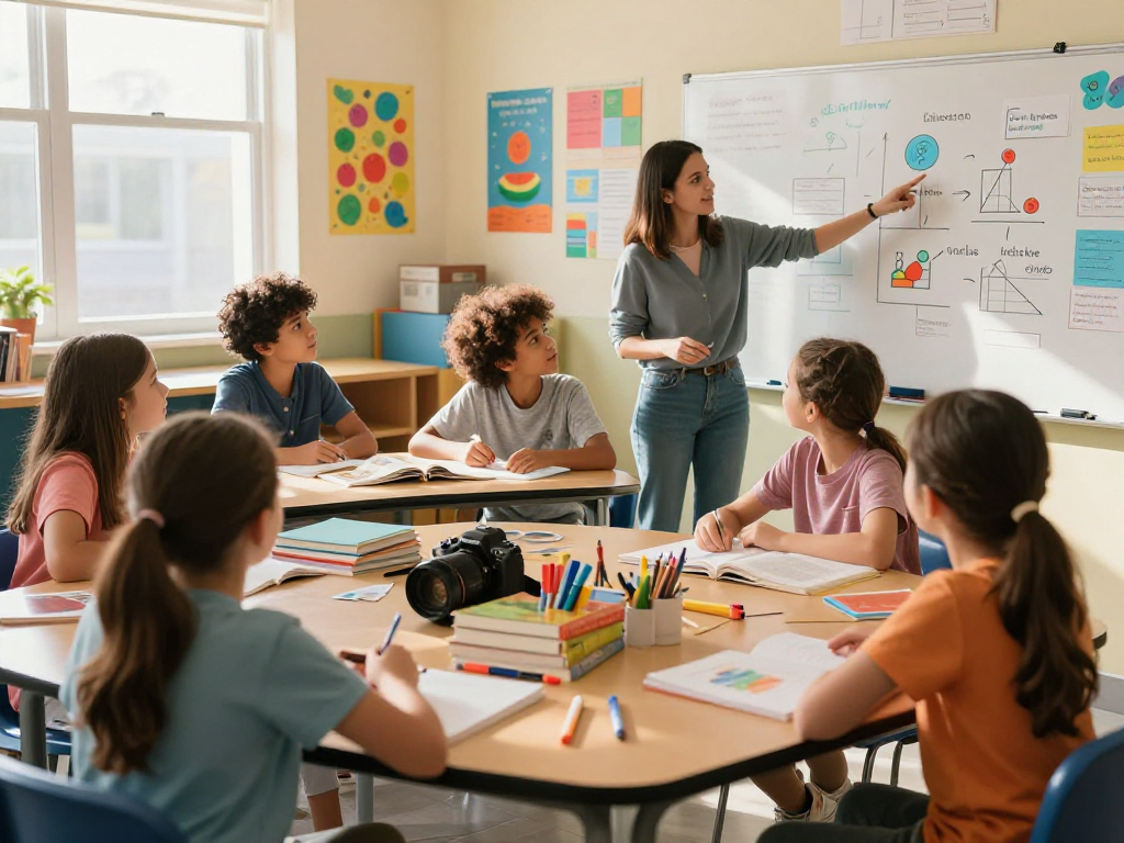 Students participating in engaging tuition classes near me in a bright classroom.