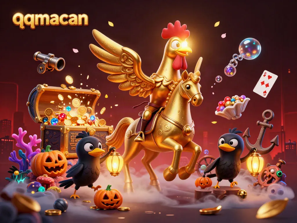 Engage with the thrilling scene of qqmacan's dynamic casino adventure featuring vibrant characters and rich game elements.