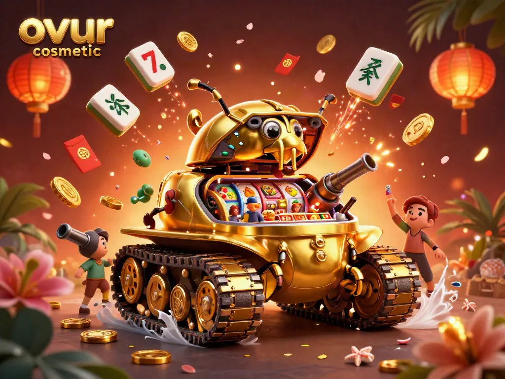 Engage with exciting features of ovur cosmetic in this vibrant casino-themed illustration.