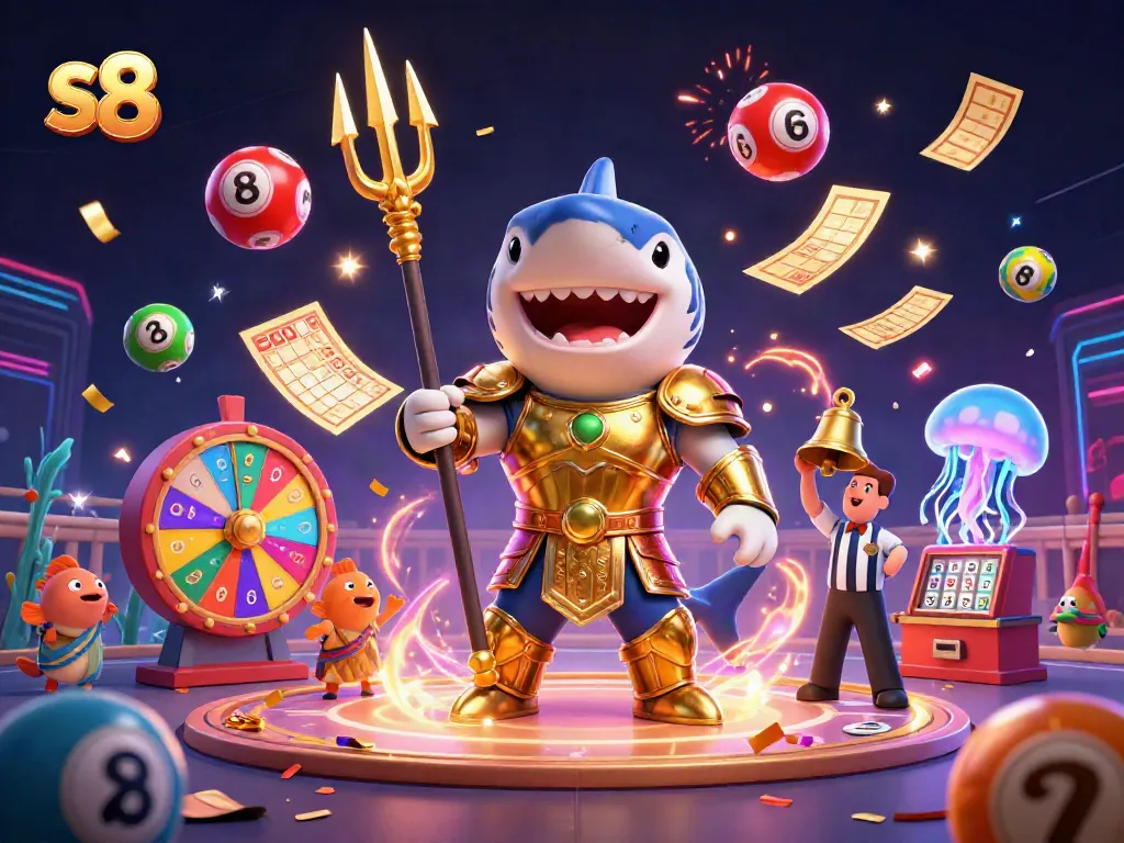 Experience thrilling casino action with the s8 logo, featuring a tiger shark in gladiator armor