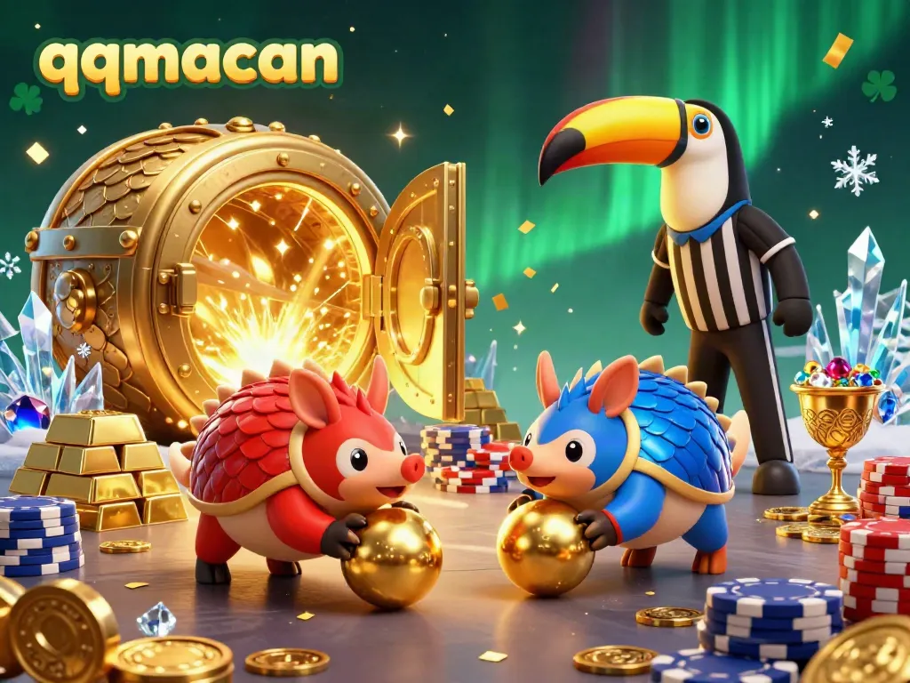 Engage with the thrilling adventure of qqmacan featuring rival pangolins competing in a vibrant casino scene.