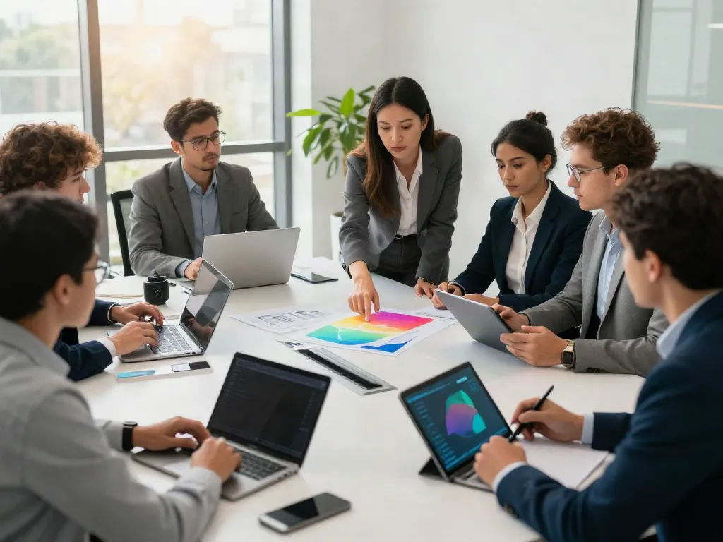 Banorte empresas team collaborating in a modern office setting