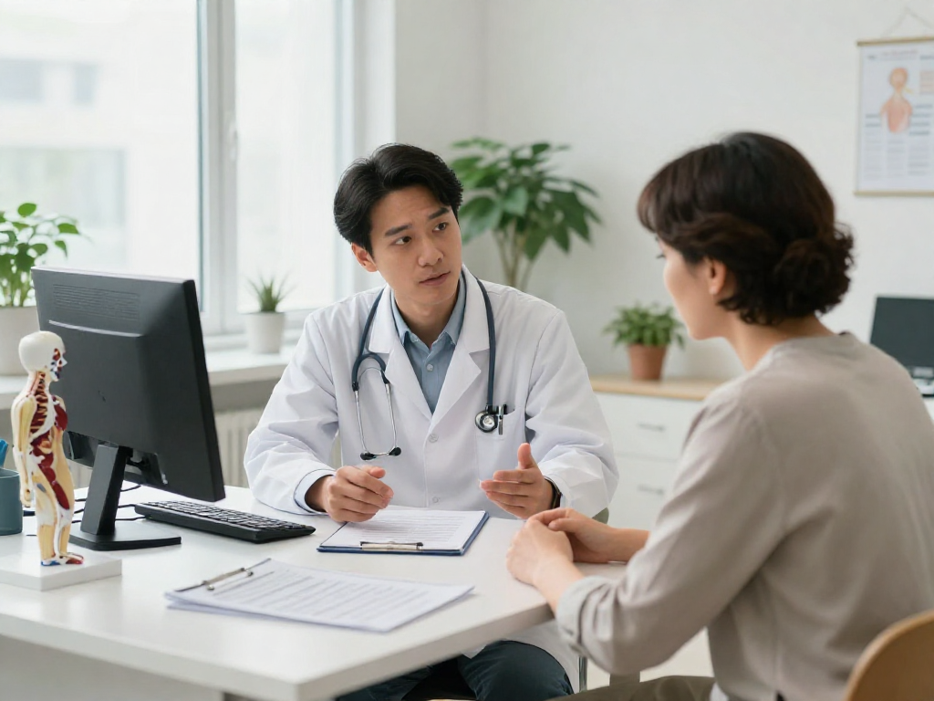 Consultation for Boyun fıtığı ameliyatı with surgeon and patient discussing treatment.