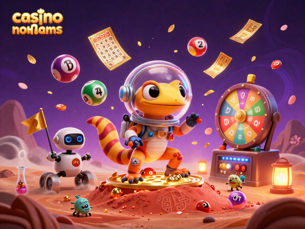 Scopri il divertimento nei casinò non AAMS con il nostro gecko marziano in un casinò d'oro.