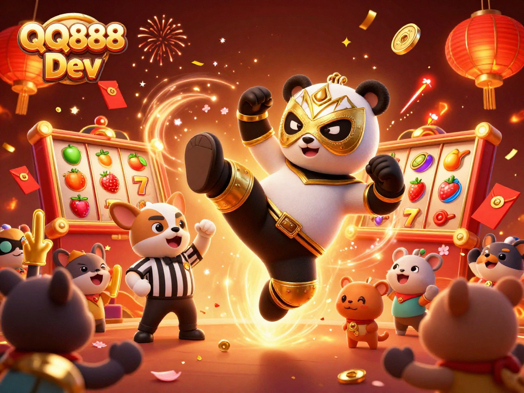 Experience thrilling gameplay at QQ888 Dev with an exciting 3D illustration of characters in action.